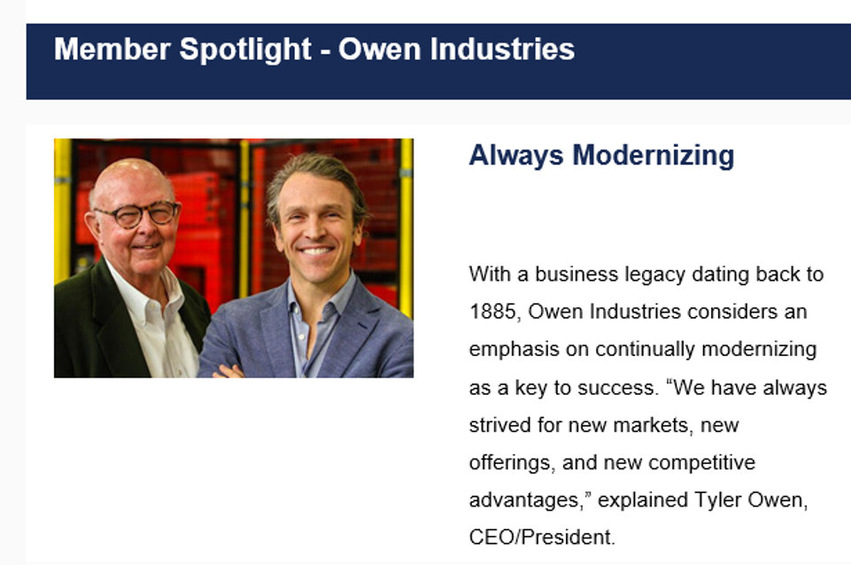 Owen Industries – In The News